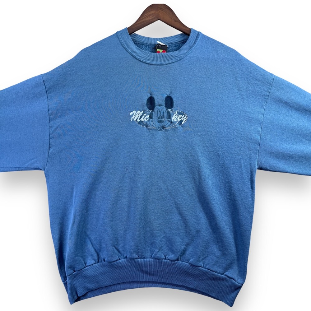 Vintage 90s Disney Mickey Unlimited Blue Crewneck Sweatshirt Made in USA Large